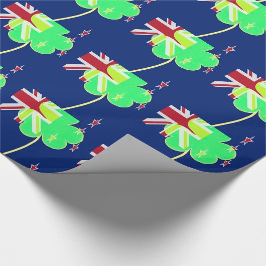 Irish New Zealand Flag Shamrock Clover St. Patrick Cadeaupapier (Hoek)
