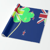 Irish New Zealand Flag Shamrock Clover St. Patrick Cadeaupapier (Uitgerold)