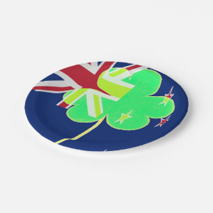 Irish New Zealand Flag Shamrock Clover St. Patrick Papieren Bordje