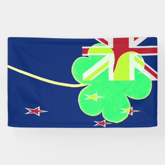 Irish New Zealand Flag Shamrock Clover St. Patrick Spandoek (Horizontaal)