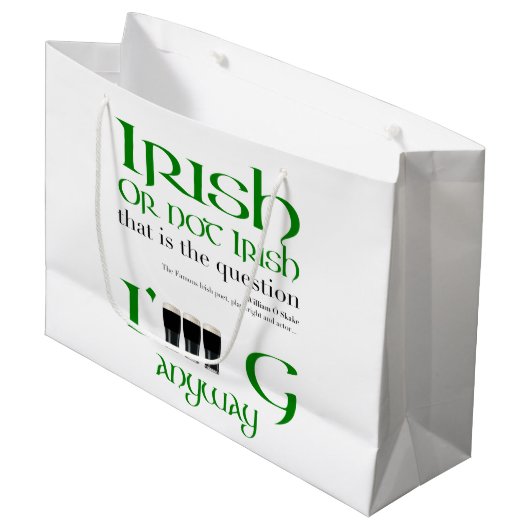 Irish not Irish Original St Patrick Grand sac cade (Devant Angle)