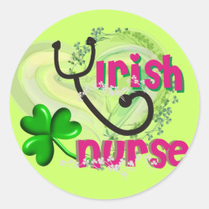 Irish Nurse Artsy Heart Gifts Ronde Sticker