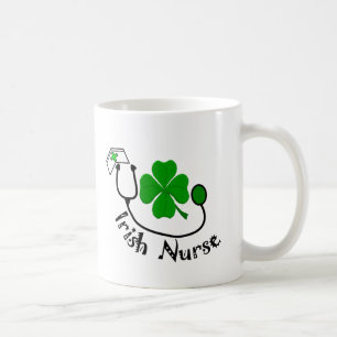 Irish Nurse Gifts, Green Clover Design Koffiemok
