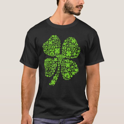 Irish Nurse Shamrock Stethoscope St Patricks Day T-shirt (Voorkant)