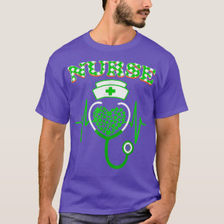 Irish Nurse Stethoscope Scrub St Patrick's Day Nur T-shirt