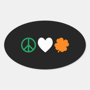 Irish Peace Love & Shamrocks Ovale Sticker