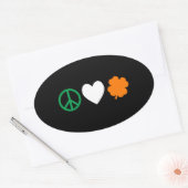 Irish Peace Love & Shamrocks Ovale Sticker (Envelop)