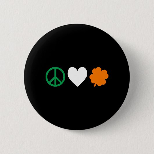 Irish Peace Love & Shamrocks Ronde Button 5,7 Cm (Voorkant)