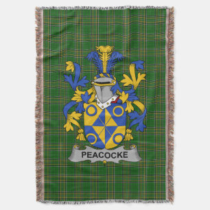 Irish Peacocke Coat of Arms Family Crest Ireland Deken