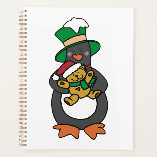 Irish Penguin Holding Christmas Teddy Bear (Devant)