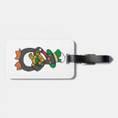 Irish Penguin Holding Christmas Teddy Bear Bagagelabel (Achterkant horizontaal)