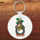 Irish Penguin Holding Christmas Teddy Bear Sleutelhanger (Achterkant)