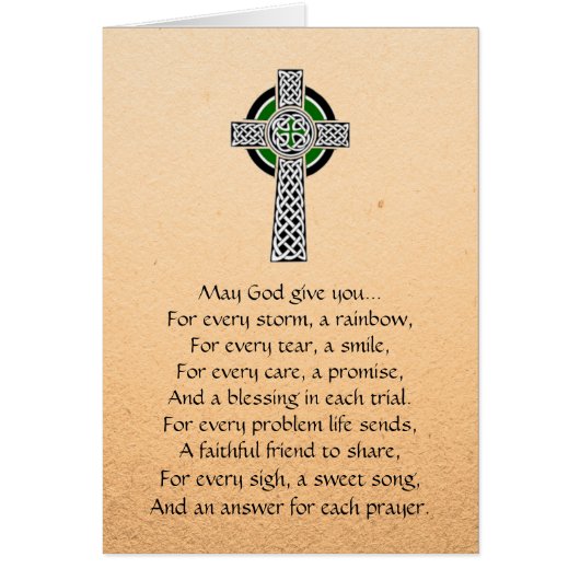 Irish Prayer Celtic Cross Greeting Card (Devant)