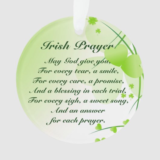 Irish Prayer Hearts en Shamrocks Custom Ornament (voorkant)