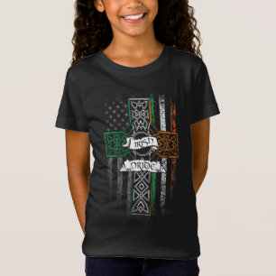 IRISH PRIDE American Flag Celtic Cross St. Patrick T-shirt