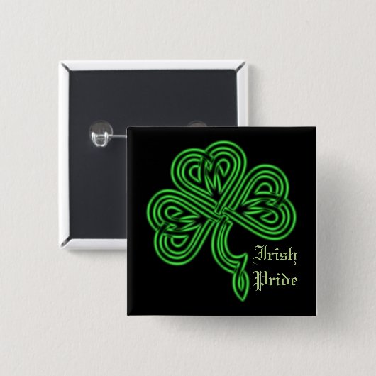 Irish Pride Lucky Celtic Shamrock Square Button (Voorkant /achterkant)