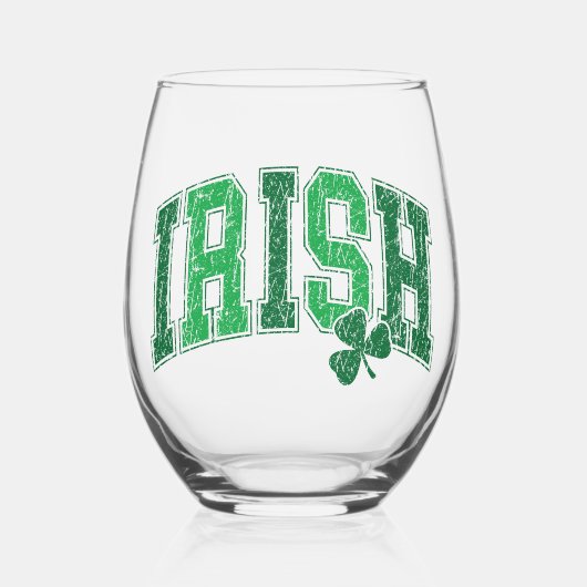 Irish Pride Retro St Patrick's Day Wijnglas Zonder Voet (Voorkant)