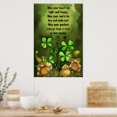 Irish Proverb, Clovers en Leprechaun Gnomes Poster (Keuken)