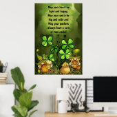 Irish Proverb, Clovers en Leprechaun Gnomes Poster (Thuiskantoor)