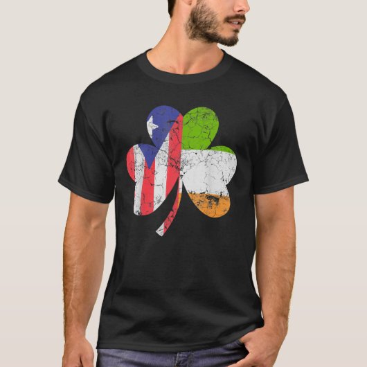 Irish Puerto Rican Flag Ireland Shamrock St Patric T-shirt (Voorkant)