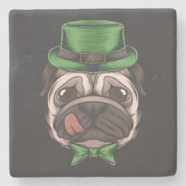 Irish Pug St Patrick's Day groen pet hondenliefheb Stenen Onderzetter