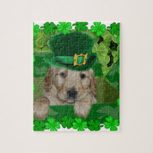 IRISH PUP! PGOLDEN RETRIEVER ST. PATRICK LEGPUZZEL