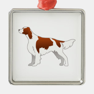 Irish Red and White Setter Basic Illustration Metalen Ornament