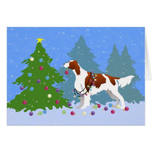 Irish Red and White Setter Decorting Tree Card (Voorkant Horizontaal)