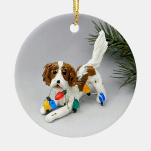 Irish Red and white Setter kerstversiering Keramisch Ornament (Voorkant)