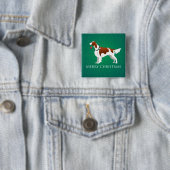 Irish Red and White Setter Merry-kerstontwerp Vierkante Button 5,1 Cm (In situ)