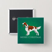 Irish Red and White Setter Merry-kerstontwerp Vierkante Button 5,1 Cm (Voorkant /achterkant)