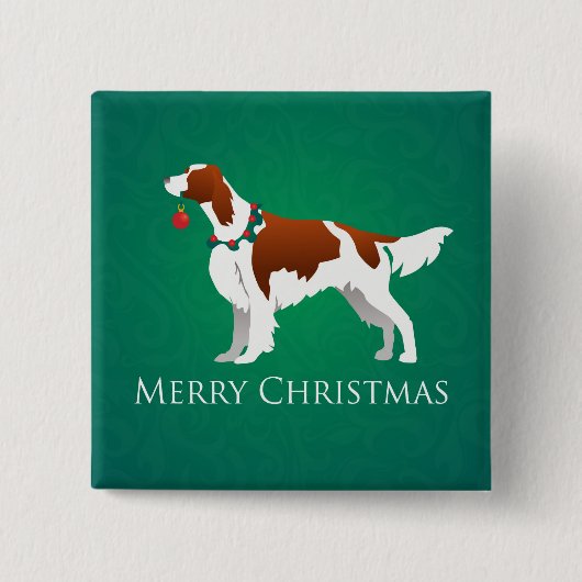Irish Red and White Setter Merry-kerstontwerp Vierkante Button 5,1 Cm (Voorkant)