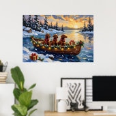 Irish Red Setter Christmas Boat Holiday Poster (Thuiskantoor)