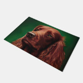 Irish Red Setter Dog in St. Patrick's Day Dress Deurmat (Schuin)