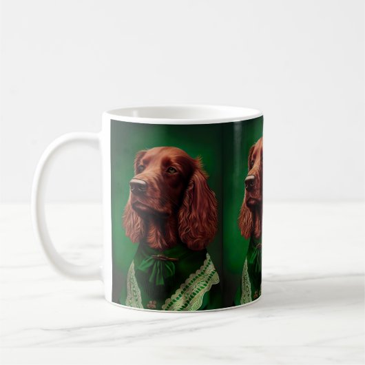 Irish Red Setter Dog in St. Patrick's Day Dress Koffiemok (Links)
