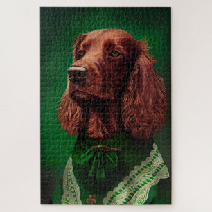 Irish Red Setter Dog in St. Patrick's Day Dress Legpuzzel