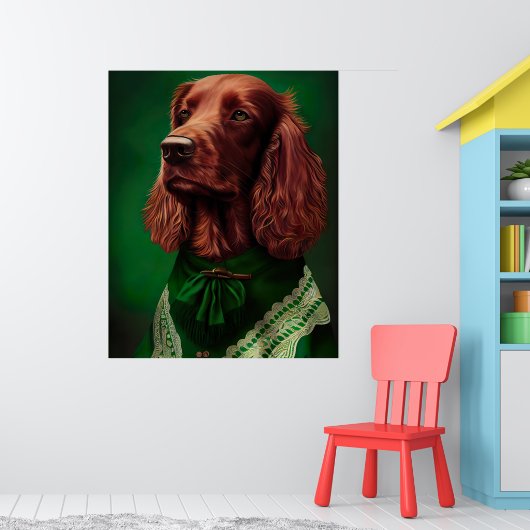Irish Red Setter Dog in St. Patrick's Day Dress Poster (Kinderkamer 1)