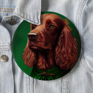 Irish Red Setter Dog in St. Patrick's Day Dress Ronde Button 6,0 Cm
