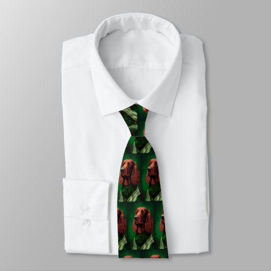 Irish Red Setter Dog in St. Patrick's Day Dress Stropdas (Gebonden)