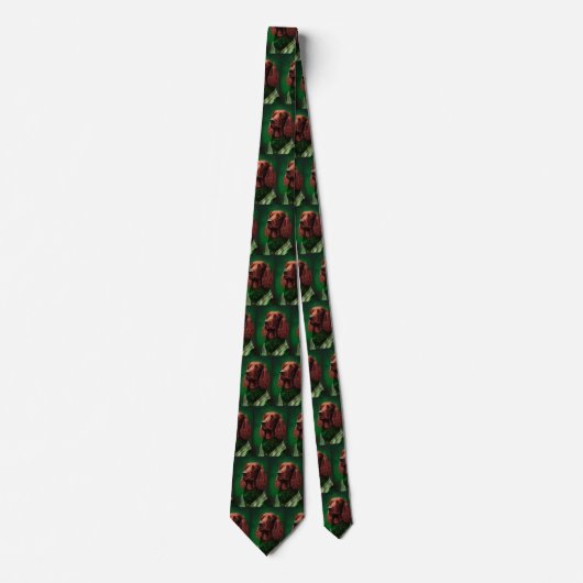 Irish Red Setter Dog in St. Patrick's Day Dress Stropdas (Voorkant)
