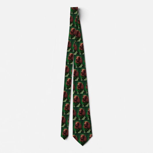 Irish Red Setter Dog in St. Patrick's Day Dress Stropdas (Achterkant)