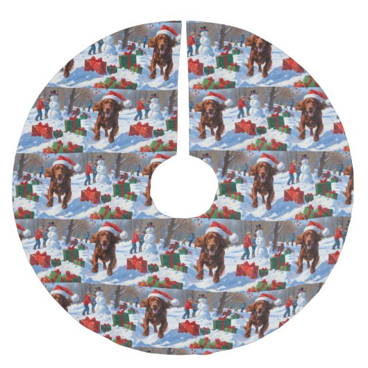 Irish Red Setter Hardloopsneeuw met kerst Pet Kerstboom Rok (Voorkant)