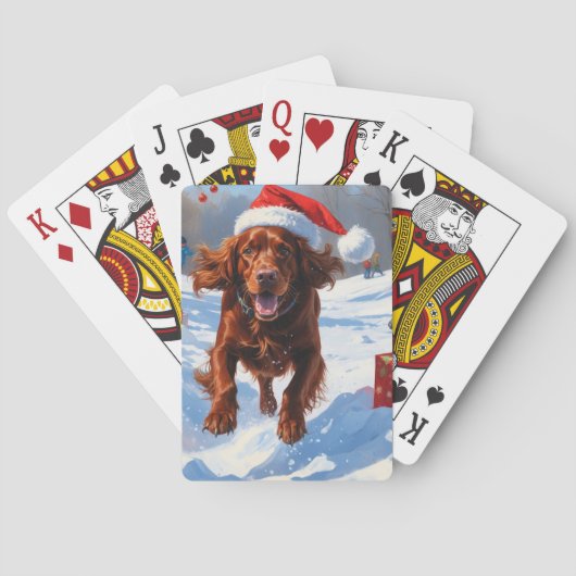 Irish Red Setter Hardloopsneeuw met kerst Pet Pokerkaarten (Achterkant)