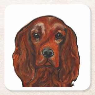 Irish Red Setter Vierkante Kartonnen Onderzetter