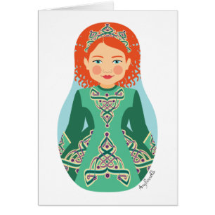 Irish Redhead Dancer Matryoshka Kaart