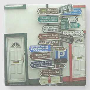Irish Road Signs, Ireland Marble Onderzetter. Stenen Onderzetter
