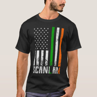 Irish SCANLAN Family American Flag Ireland Flag T-shirt