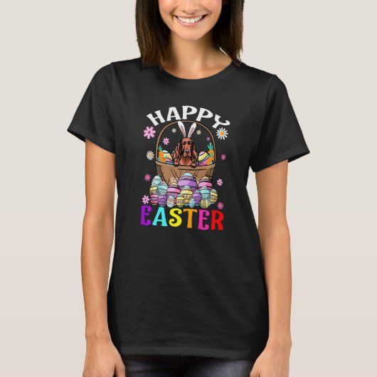 Irish Setter Dog Happy Paaster Bunny Eggs Easter T-shirt (Voorkant)