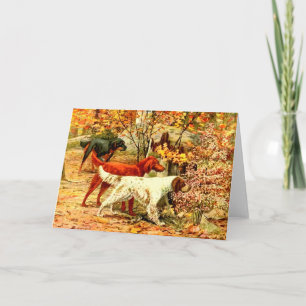 Irish setter dog in herfst bos jacht  kaart