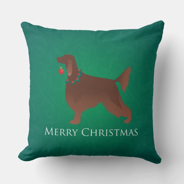 Irish Setter Dog Merry kerstdesign Kussen (Voorkant)
